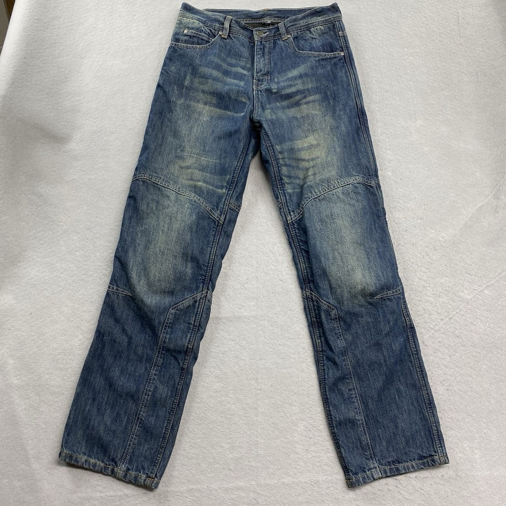 Iron Workers Jeans Men 32x32 Blue Straight Leg Harden Jean Knee Pads Armour Moto